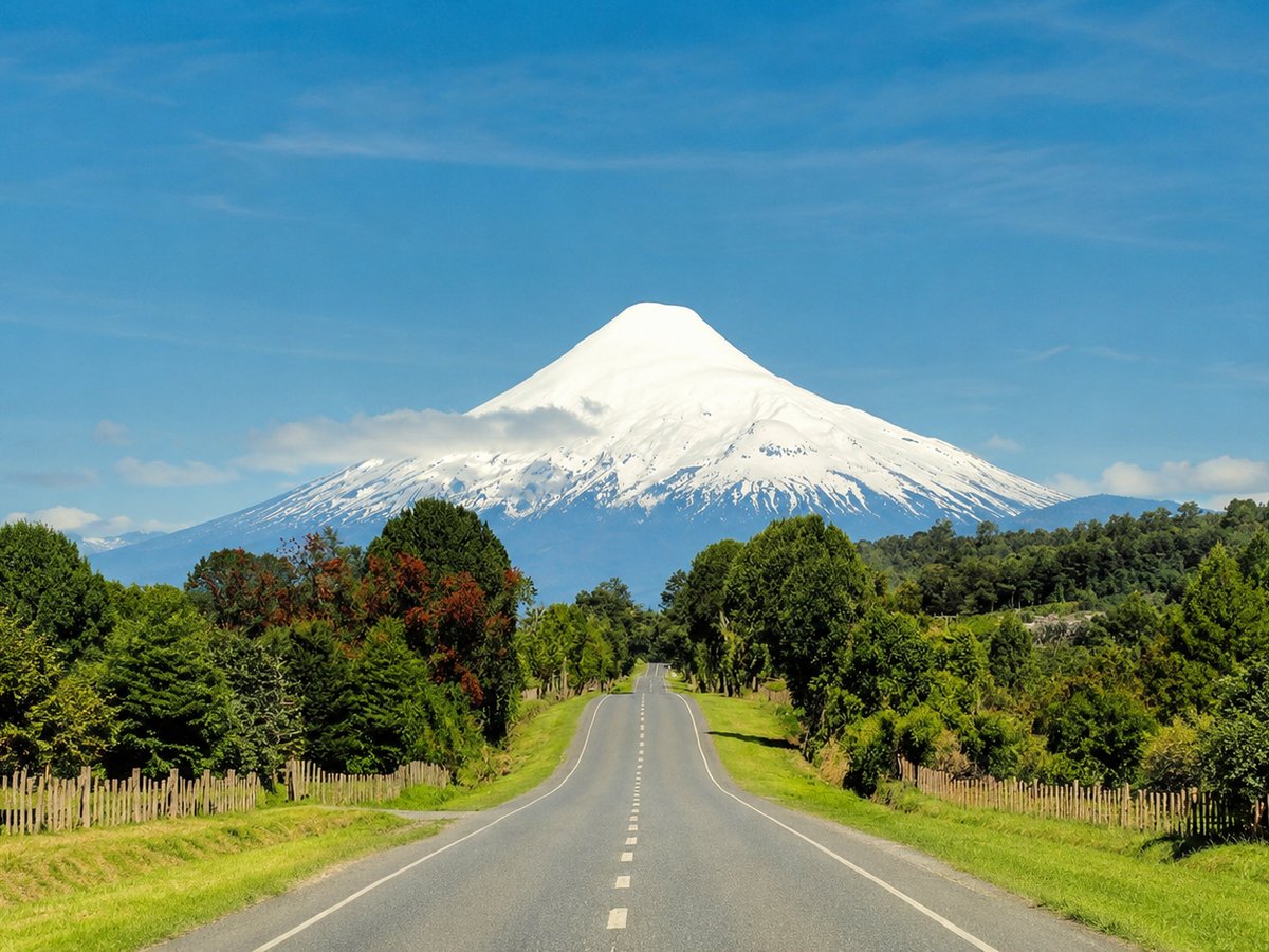 Volcano and countryside in Southern Chile, home of the AP-4® rosehip