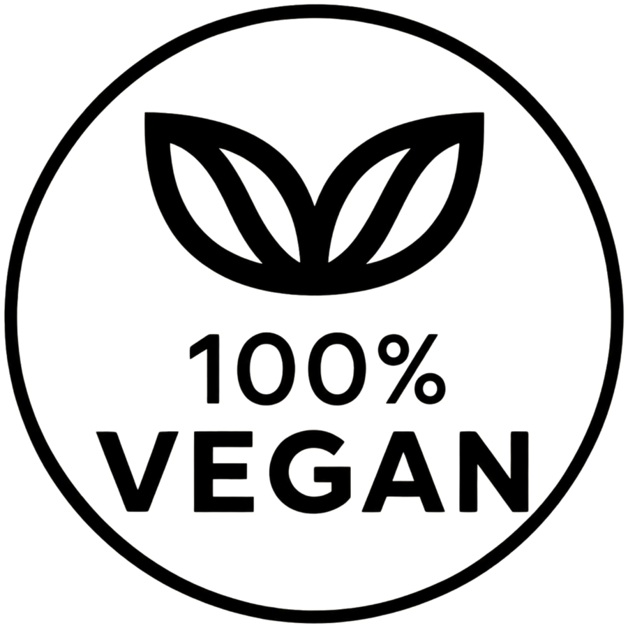 100% Vegan certification stamp